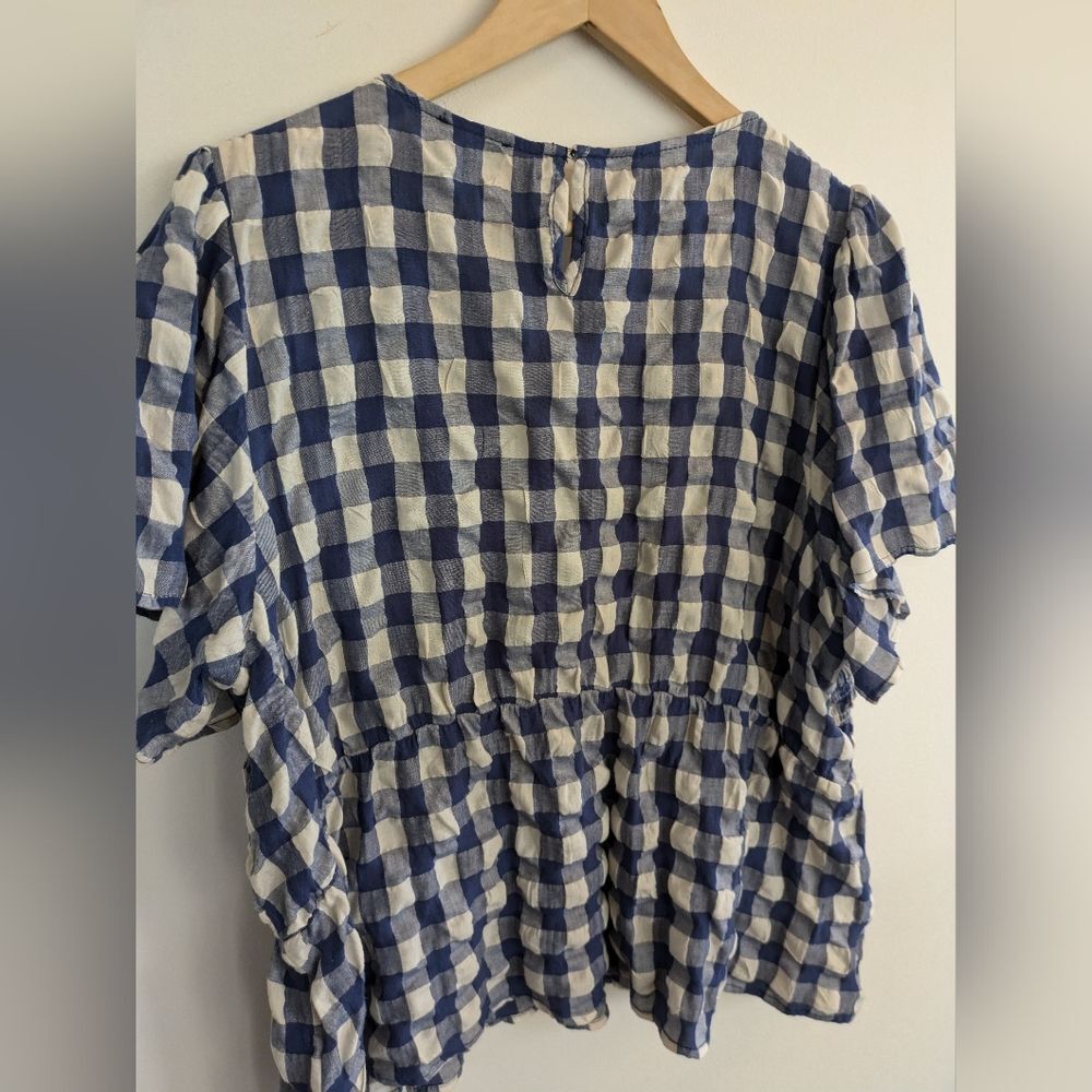 ARULA Blue and White Checkered Blouse - Picture 6 of 7